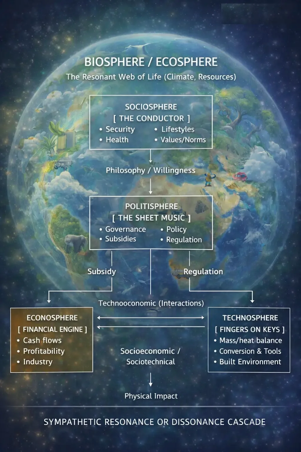 Sympathetic resonance across Earth's spheres